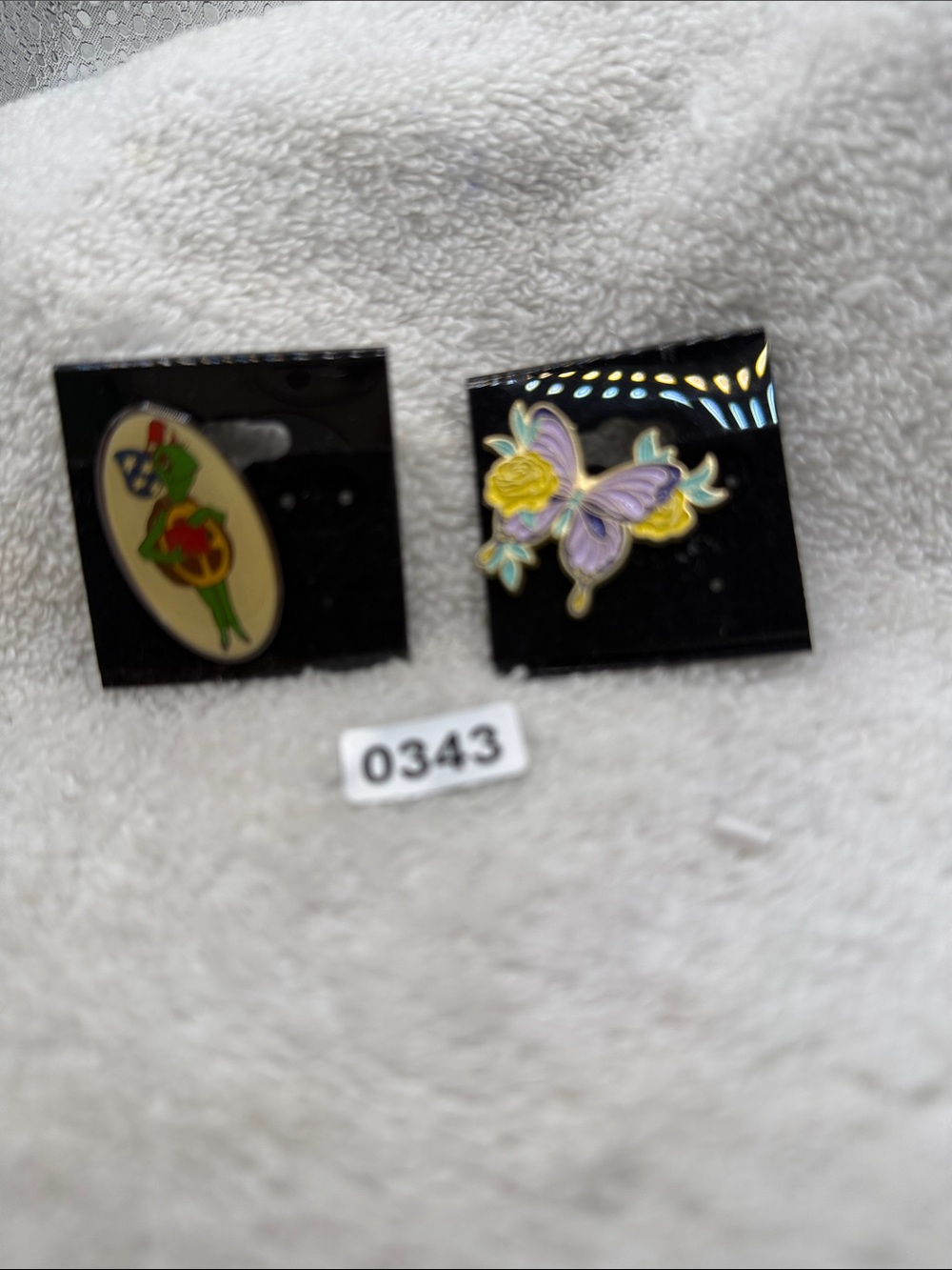 Pastel Butterfly and Yellow turtle Enamel Brooches